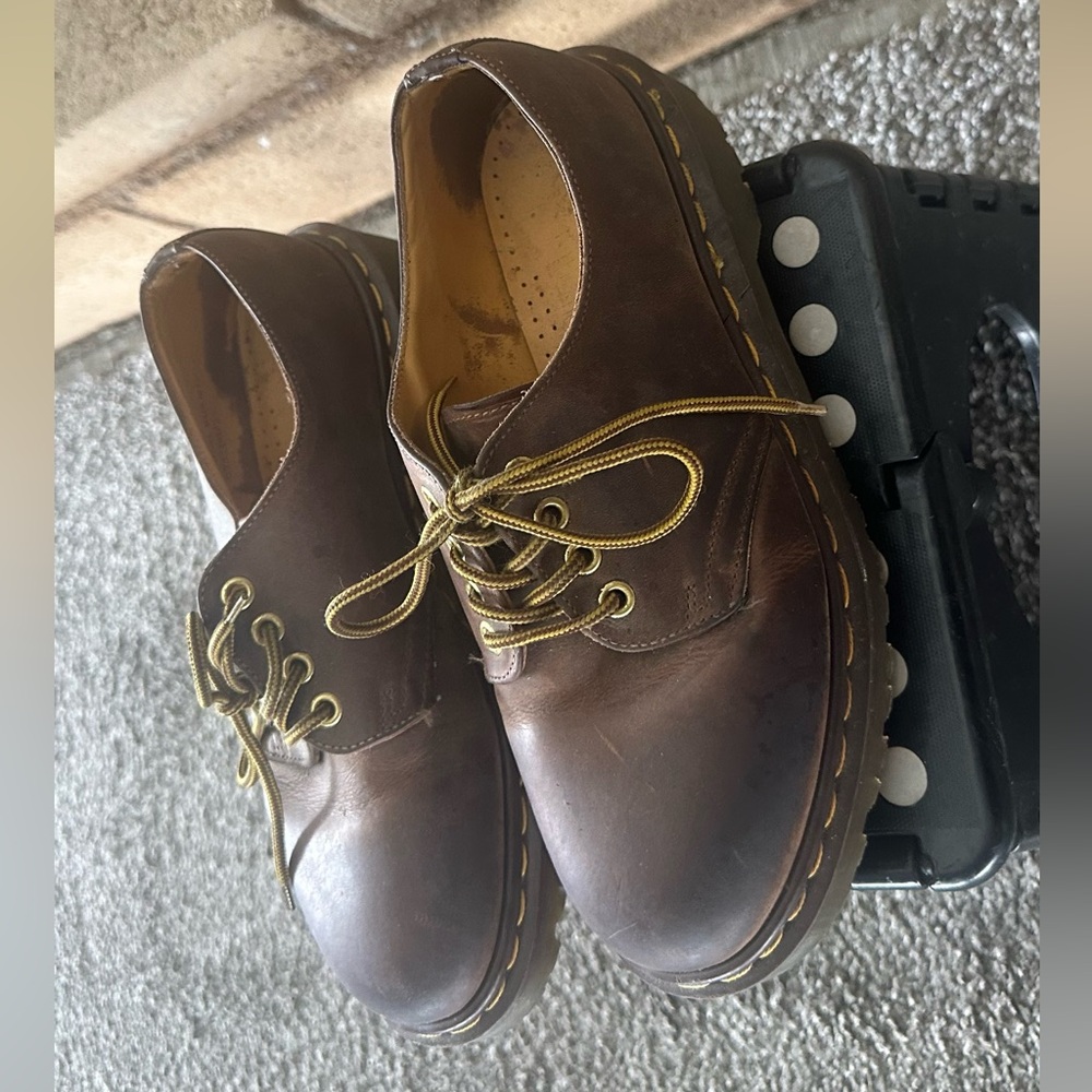 Dr. Martens Brown Leather Men's Oxfords - Picture 5 of 8